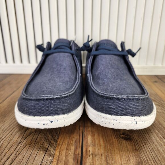 Skechers Relaxed Fit Canvas Loafers Mens Size 8 Navy Blue Slip On Casual Shoes